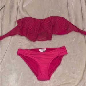 Jessica Simpson Pink Strapless Bikini Set